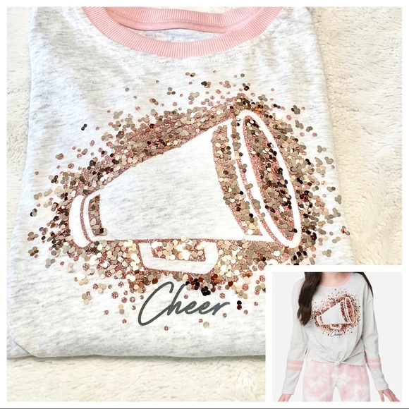 Justice Other - 🆕Girls Justice Sequin CHEER Graphic Long Sleeve Tee